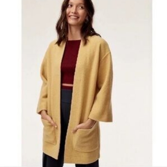 Aritzia Wilfred Yellow Brullon Wool Cardigan Size S - Picture 2 of 11